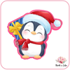 ML-566 Pingouin Noël cadeau2- Emporte-pièce pour biscuit  (Taille recommandé: 8 ou 10cm)