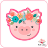 Tête cochon florale - Emporte-pièce pour biscuit